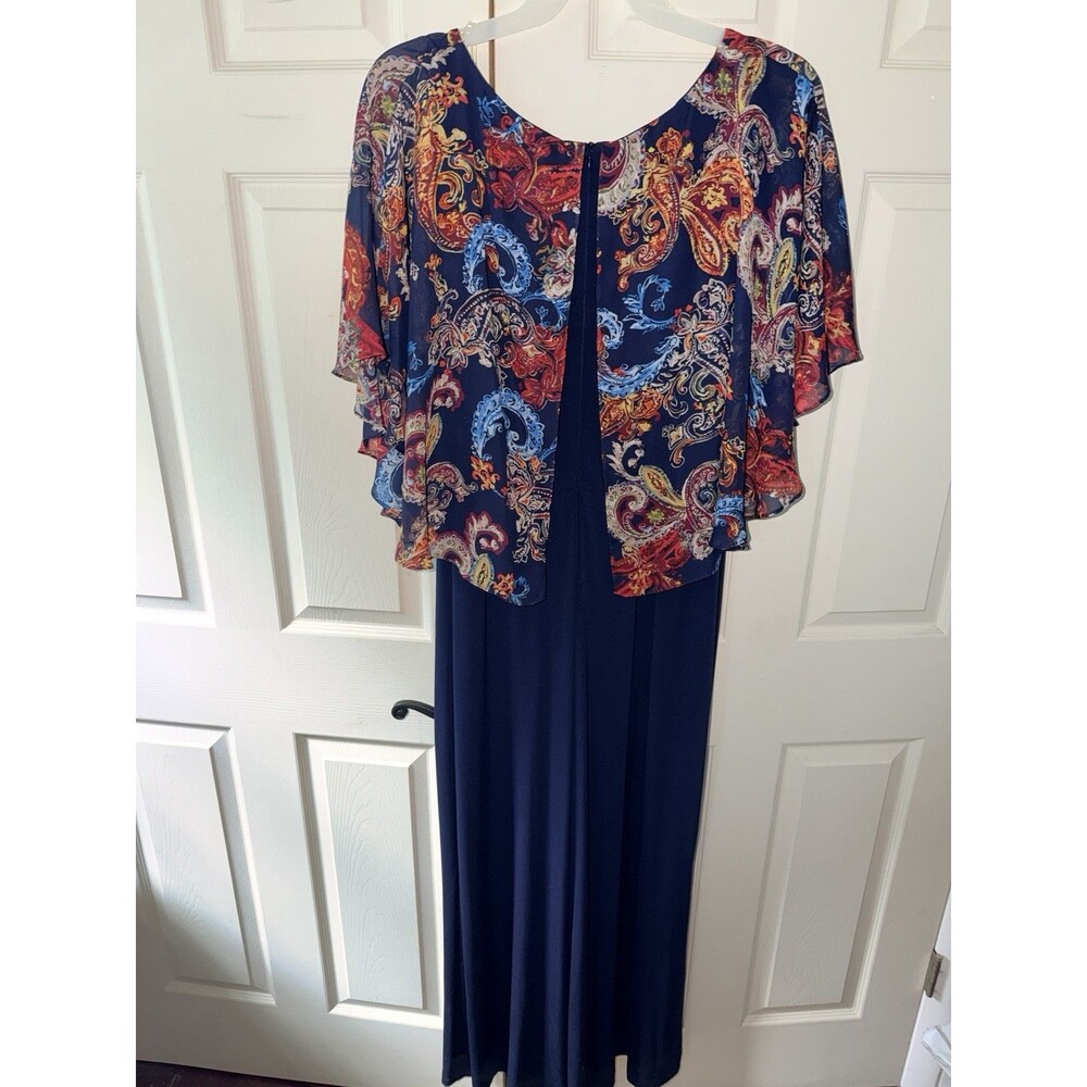 Connected Jumpsuit Womens Plus Sz 18W Floral Chiffon Cape Wide Leg Minimal Chic - Picture 5 of 9